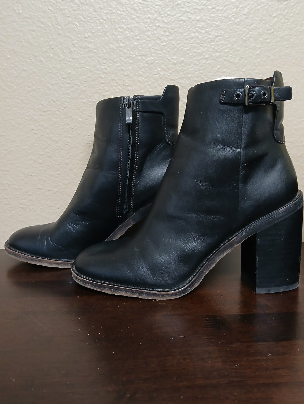 🖤FRANCO SARTO Black Leather Ankle Booties with Buckle - SIZE 7.5